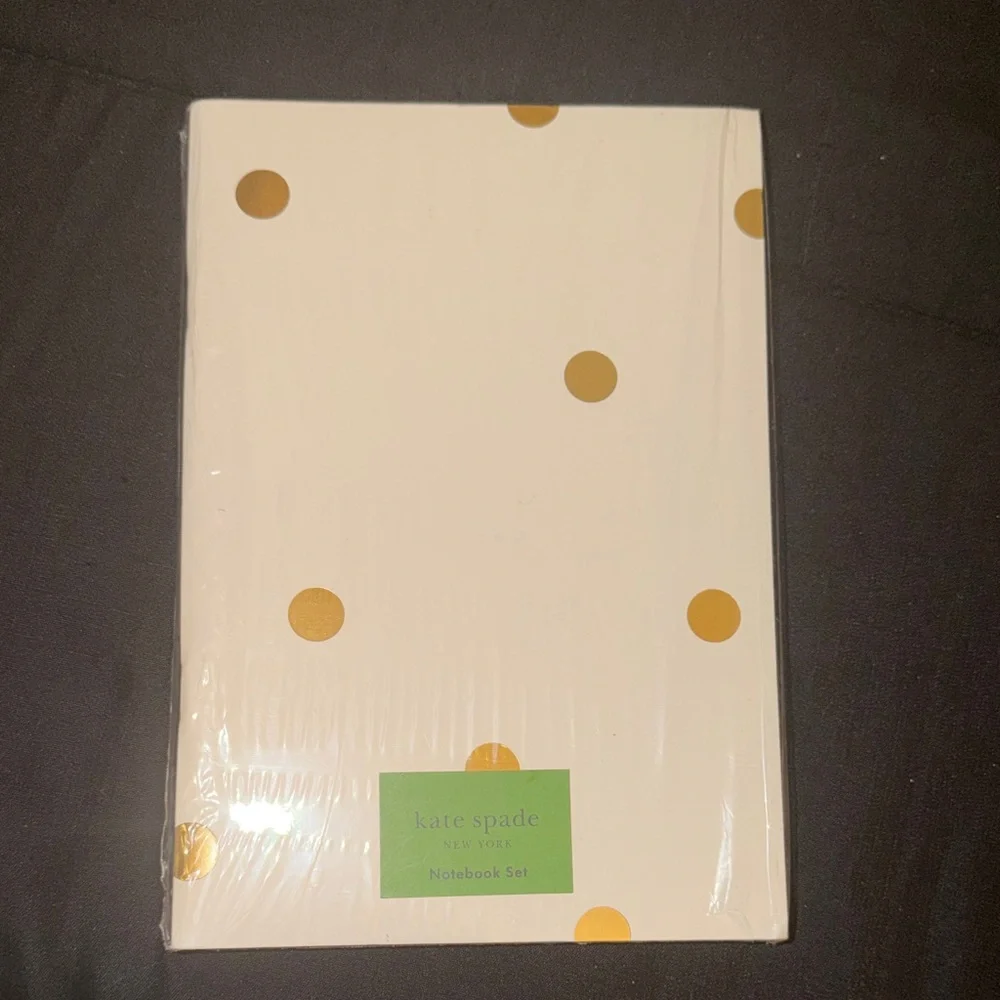 Kate Spade Cream and Gold Polka Dot Notebook Set